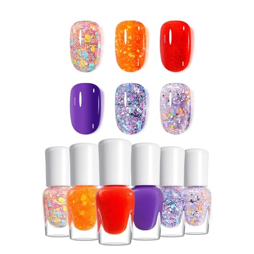 ZHITENG 6 Pièces Pintauñas y 3 Pegatinas de Uñas a Base Agua Maquillaje para Niñas Despegable Esmalte Uñas Juegos De Salón Manicura Pintauñas Niñas Perfecto para Regalos Cumpleaños Fiestas (Tipo A)
