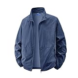 [Manatsulife] ウインドブレーカー 男女兼用 UVカット 長袖 日焼け対策 ファスナー ポケット 撥水 速乾 薄手 軽量 登山 釣り トレーニング 夏服 カジュアル 無地 6色展開 オシャレ 2518 (JP, アルファベット, 3XL, ネイビー)