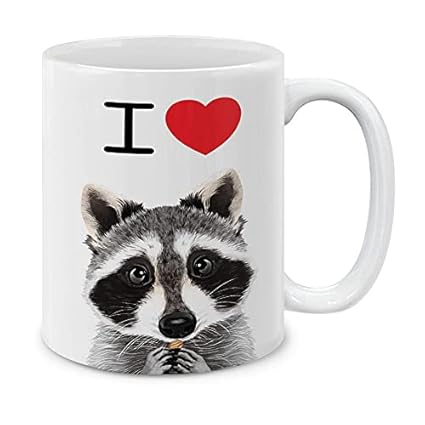 MUGBREW I Love Raccoon Ceramic Coffee Gift Mug Tea Cup, 11 OZ