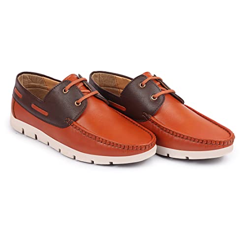 Image of FAUSTO Men's Side Lace Stitched Lace Up Boat Shoes