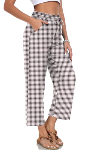 Image of EDUWU Women Casual Pants Loose High Waist Cropped Palazzo Beach Pants Summer Outfits 2026 Trendy