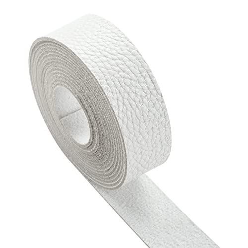 Picheng Lychee Pattern Leather Strap 1 Inch Wide 100 Inches Long, Leather Belt Strips Very Suitable For Pet Collars, Traction Ropes,Belts, Keychains Diy Craft Projects (White) #TOP1