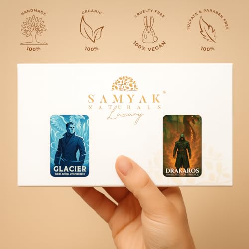 Image of Solid Perfume for Men Duo - Drakaros & Glacier | 10g x 2 (20g Total) | Long Lasting Alcohol-Free Solid Cologne | Aromatic & Aquatic Fresh Fragrance | Pocket Travel Perfume Balm for Men