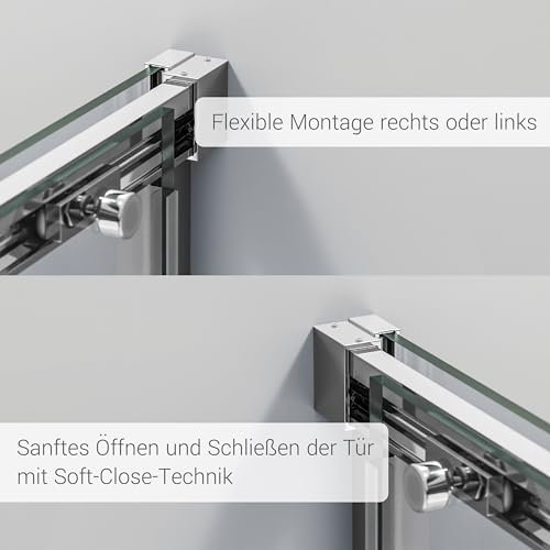 Bernstein Duschkabine mit Schiebetür Eckdusche DX906 FLEX Chrom 110x80cm