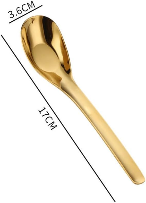 サービングスプーン ホームデザートスプーンフラットスプーン10個(Gold)