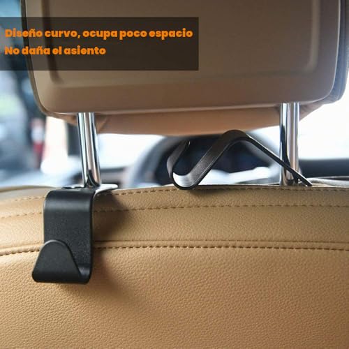 Miniatura 5 de Uraqt Ganchos Para Asiento De Coche, 4pcs Gancho De Asiento Trasero De Coche, Ganchos Para Reposacabezas De Coche, Negro Multifuncionales Accesorios Coche, Para Bolsas, Monedero, Botellas De Agua