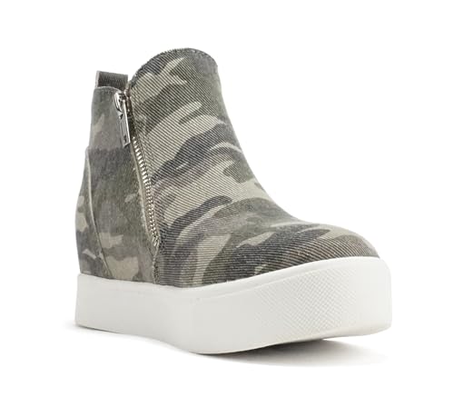 Image of Soda Taylor Hidden Wedge Sole Booties Ankle Heels Sneaker Shoes Side Zipper