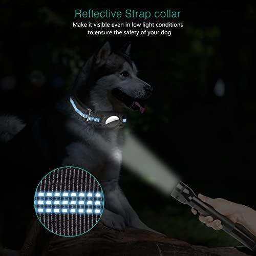 AirTag Dog Collar, ORIA Reflective Heavy Duty Dog Collar with Airtag Holder, Adjustable, Lightweight and Comfortable, Pet Collar with Quick Release Buckle [Size S]