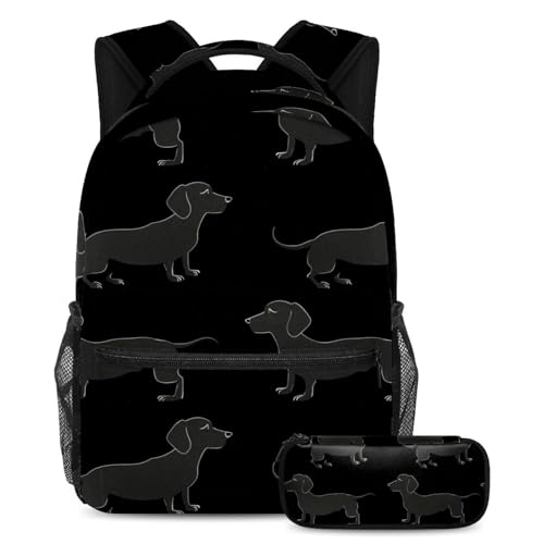 Sac à dos teckel noir voyage grand sac à livres ado fille garçon