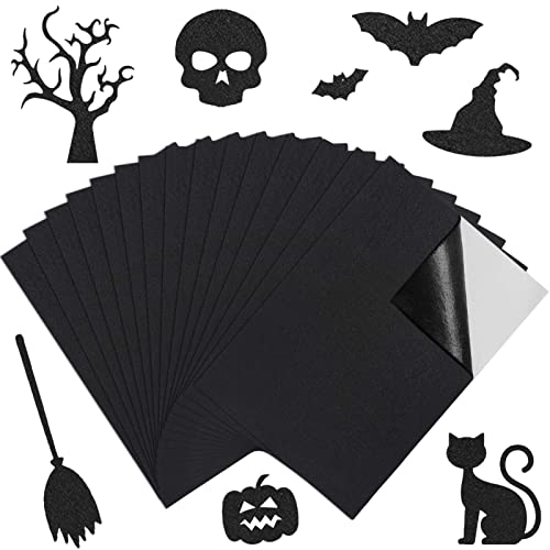 Caydo 14PCS Black Self Adhesive Felt Sheets, Sticky Back Felt Fabric For House Adorning, Costumes, Jewelry Box Drawer Liner And Halloween Art And Craft Making(A4 Size)