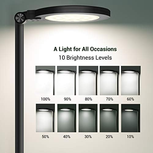Desk Lamp, JUKSTG 64 pcs LEDs Eye-Caring Table Lamps, 10 Brightness Levels with 5 Lighting Modes LED Desk Light,Home Office lamp with Touch-Sensitive Control, 12 W Reading Lamp, Black