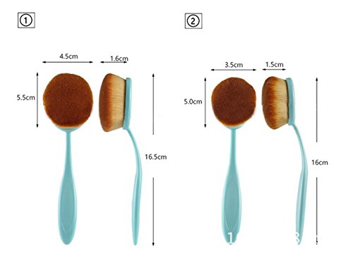 Beautycoco Oval Toothbrush Makeup Brush Set Foundation Brushes Contour Powder Blush Conceler Brush Makeup Cosmetic Tool Set Rose Gold With Gift Box (Blue) #TOP3