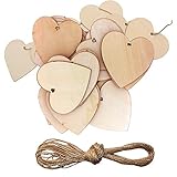 [Die Menge]: 50 Stück hölzernes Herz mit einer Rolle von natürlichem Garn, auch passend für Christbaumschmuck, Hochzeit dekorative Handwerk, Hausschmuck und vieles mehr.