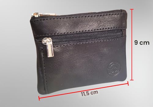 Frédéric&Johns® - Porte-Monnaie Homme - Petit Portefeuille - Porte-clés intégré - Porte-Monnaie carré en Cuir avec Deux Compartiments - Cuir épais Souple résistant (Noir 2) – vue 3