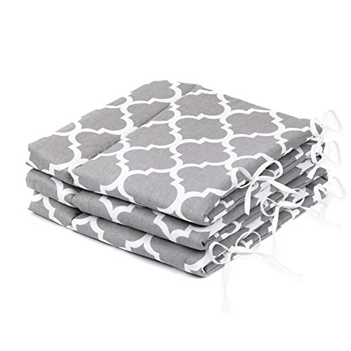 Amilian® Bettumrandung Nest Kopfschutz Nestchen 420x30cm, 360x30cm, 180x30 cm Bettnestchen Baby Kantenschutz Bettausstattung Indien Grau (180x30cm)