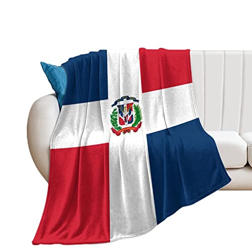 Yelolyio De vlag van Dominicaanse Republiek gooien deken Dominicaanse Republiek Deken land vlag dekens land souvenir comfort warmte flanellen deken voor bank bed stoel kantoor bank 153 cm x 203 cm