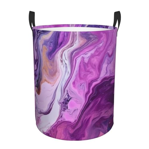 Panier à linge pliable en marbre violet imperméable et grand format - 3