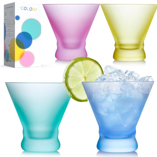 NUTRIUPS 8oz Frosted Stemless Martini Glasses...