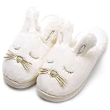 Caramella Bubble Bunny Slippers for Women Fuzzy Cute Animal Memory Foam House Rabbit Slippers Indoor Outdoor White