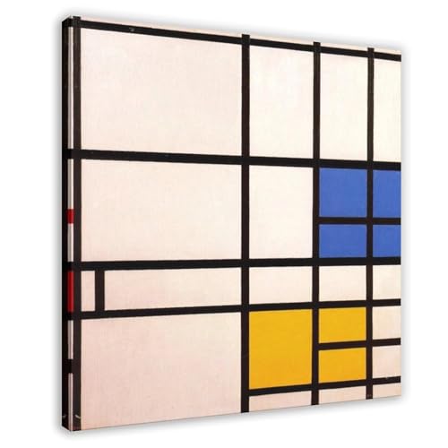 Décoration murale toile Piet Mondrian bleu rouge jaune WCYB