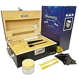 Shomory Premium Large Decorative Storage Box with LED Light, Locking Bamboo Smell Proof Box Rolling Kit for Herbs, Wooden Box with Rolling Tray Combination Lock - Great Gift