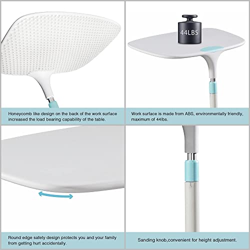 Alfa Furnishing C Table Adjustable End Table (25"-32" H), Sofa Table Bed Table Mobile Laptop Desk For Home 18"X 25"X 33" - White + Blue #TOP4