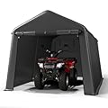 Real Relax Outdoor 7x12 ft Steel Metal Carport Shelter for Motorcycle, ATV & Garden Tools, Waterproof with 2 Roll-Up Doors & Vents