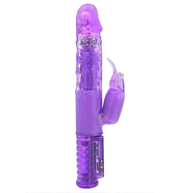 Image of Women's Blended Orgasm Rabbit Vibrator - Rotating G-Spot Stimulation Realistic Penis Shape - Clit Vibration Bunny Ears - 64 Combinations - Independent Controls - 10.5 inch Long - Purple - Multiple Orgasms