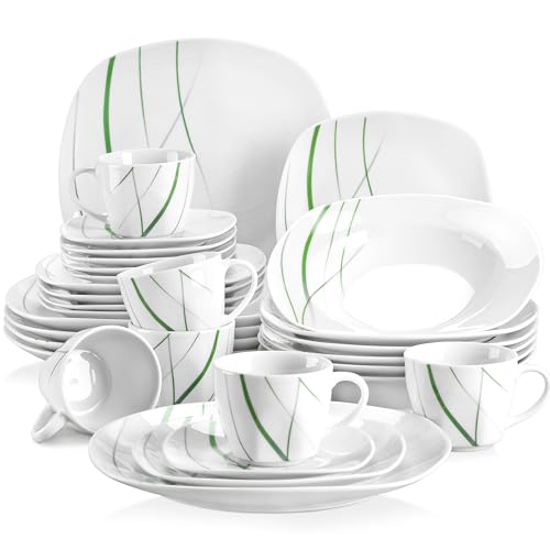 VEWEET Tafelservice \'Aviva\' aus Porzellan 30 teilig | Kombiservice beinhatlet Speiseteller und Suppenteller, Dessertteller, Kaffeetassen und Untertasse| Komplettservice für 4-12 Personen VEWEET Tafelservice \'Aviva\' aus Porzellan 30 teilig | Kombiservice beinhatlet Speiseteller und Suppenteller, Dessertteller, Kaffeetassen und Untertasse| Komplettservice für 4-12 Personen
