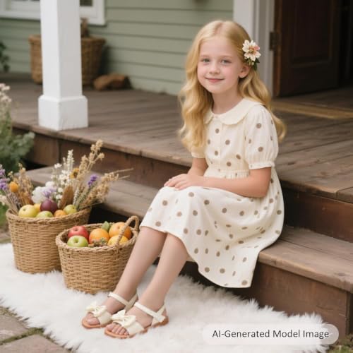 Image of Felix & Flora Toddler Girl Sandals - Little Girl Easter Dress Shoes Lightweight Open Toe Beach Holiday Flats