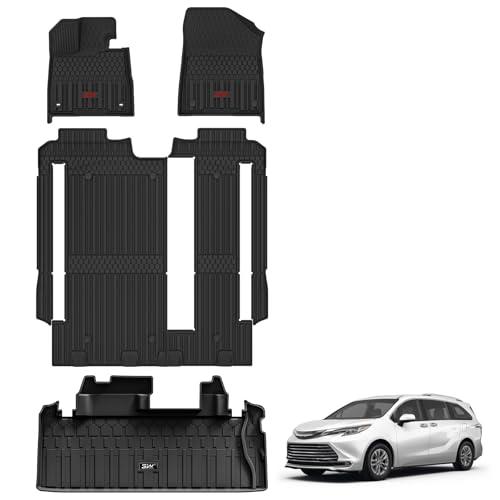 Image of 3W Floor Mats & Trunk Mat for 2021-2026 Toyota Sienna LE /XLE 8 Seat