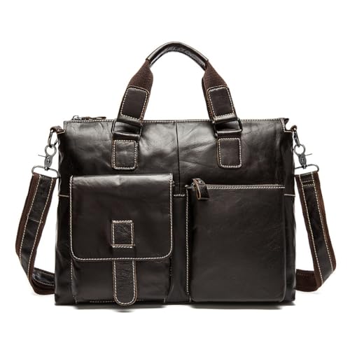 Large Capacity Portable Business Computer Bag Cowhide Briefcase Man Bag