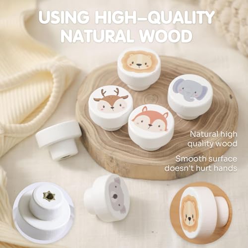 AYNKH Pack of 6 Wooden Cabinet Drawer Knobs with Silicone Door Protectors - Image 3
