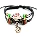 November's Chopin (TM) Unique Metal Leaf Pendant Multistrand Leather Adjustable Wrap Bracelet