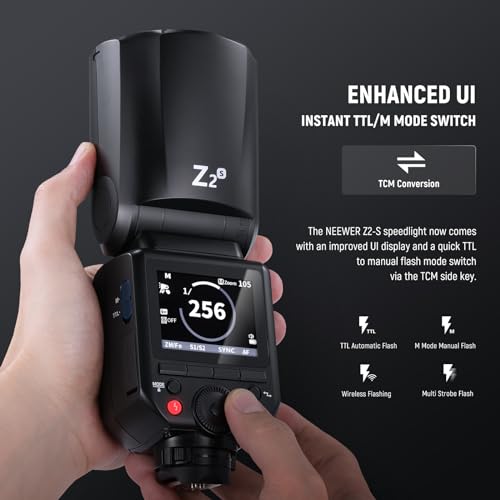 Image of NEEWER Z2-S 2.4G TTL Round Head Flash Speedlite for Sony, Upgraded UI, 2 Adjustable Modeling Lamps, TTL /M Quick Switch TCM Key, 76Ws Speedlight 1 /8000s HSS 7.4V /2600mAh Battery 480 Full Power Flash