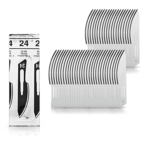 May Lot de 50 lames de scalpel figure 24 pour support de scalpel n° 4 – Lames de rechange dans un emballage stérile
