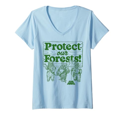 Image of Womens Star Wars Ewoks Protect Our Forests Camp V-Neck T-Shirt