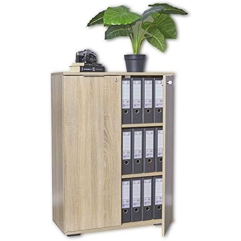 Aktenschrank Abschließbar Aktenkommode Mehrzweckschrank B80,2cm x H109,5cm x T35cm Büroschrank Abschliessbarer Schrank Sonoma Eiche Ordnerschrank Regal Cover
