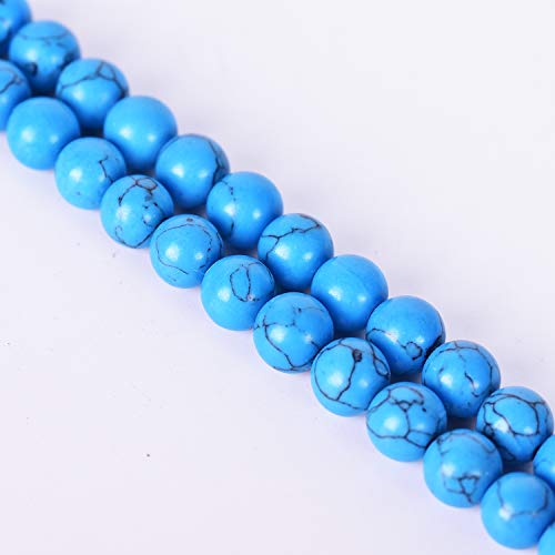 Asingeloo 6mm Howlite Blue Turquoise Round Gemstones Loose Beads for DIY Jewelry Making 15" a Strand