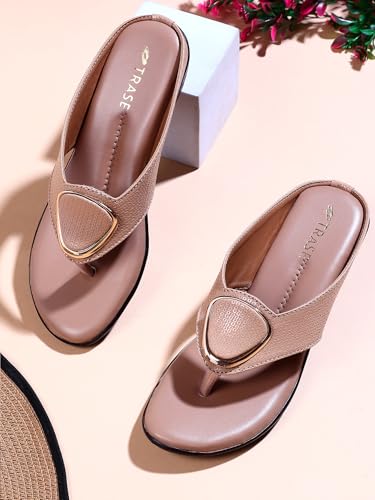 Image of TRASE Women's Fashion Sandal | Faux Leather, Comfortable & Stylish Wedges | Ideal for Casual & Formal Occasions 2 inches heel