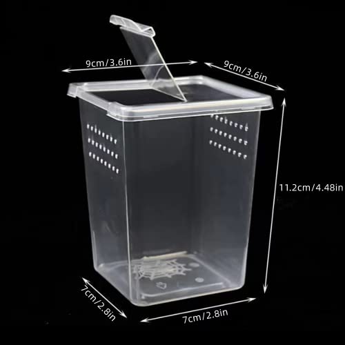 3 Pcs Acrylic Transparent Insect Reptile Spider Terrariums Breeding Box Hatching Container,Portable Small Reptile Animal Habitat Cage,Plastic Transport Container(Big Size) - Thumbnail 2