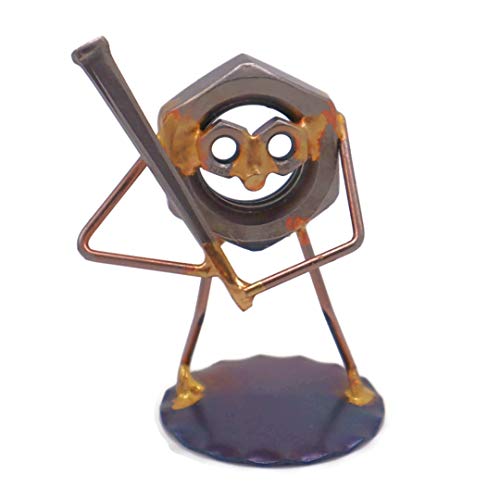 Baseball Nut Collectible Handmade Metal Art Figurine, Desk Accessories, Trophy, Boss Gift, Home Office Décor