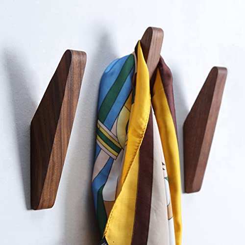 Cocoya 4Pack Wood Hooks Wall Mounted, Minimalist Easy Install Natural Real Walnut Cute Mid Century Modern Simple Rustic Home Foyer Entryway Decor, For Hanging Hat Cap Backpack Bag Coat Towel Clothes #TOP3