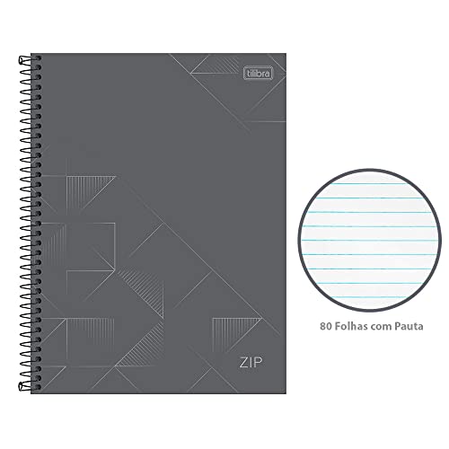 Kit de Caderno, 01 Matéria, Capa Dura, Zip, 80 Folhas, Tilibra, Pacote com 4 Unidades