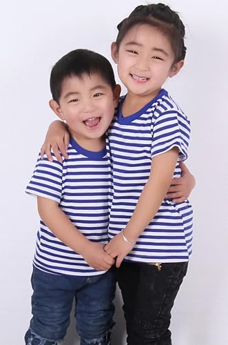 Unisex Kids Classic Striped T-Shirt Girls Boys Crewneck Cotton Jersey Tee4