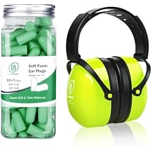 LYSIAN Foldable Noise Reduction Earmuffs with Soft Foam Earplugs Sound Blocking 60 Pairs