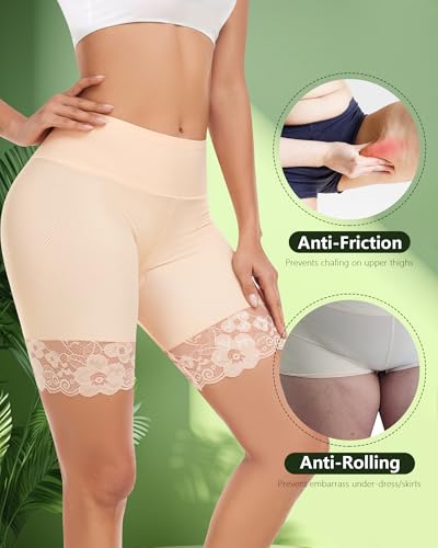 Image of Women's High Waist Mesh Slip Shorts - Soft Breathable Anti Chafing Underwear for Dresses Skirts Daily Travel Party