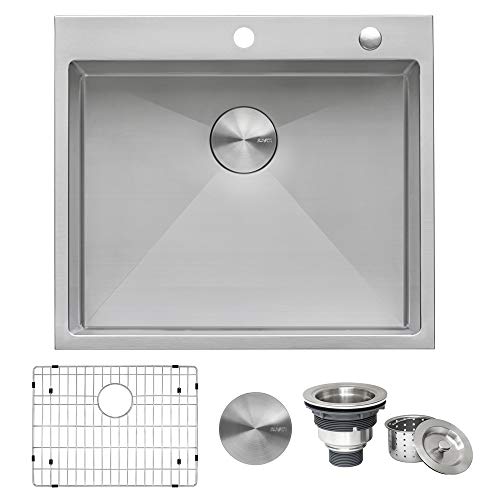 Ruvati 25-Inch Drop-In Tight Radius Topmount 16 Gauge Stainless Steel Kitchen Sink Single Bowl - Rvh8007 #TOP28
