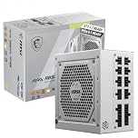 MSI MAG A850GL WHITE PCIE5 Power Supply Unit, 850W, 80 Plus Gold, Fully Modular, ATX 3.0, PCIe 5.0 GPU Support, Black Flat Cables, 7 Year Warranty