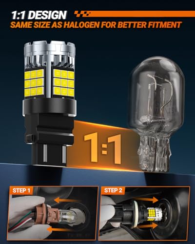 Image of SEALIGHT 7443 7440 LED Bulbs Reverse Light, 6000K White, 600% Brighter, 7444 T20 W21W LED Lamps for Reverse Light Daytime Running Light, Tail Light (Pack of 2)